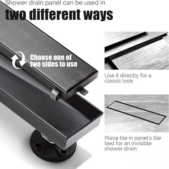 HEATGENE Linear Shower Drain 36-Inch, Stainless Steel Rectangle Shower Floor - Image 4