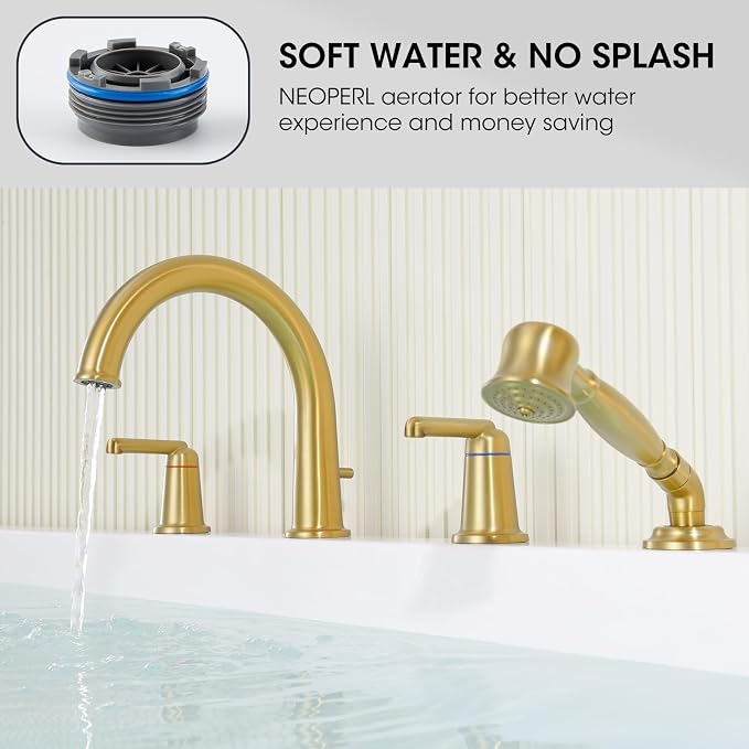 Roman Tub Faucet Set with Hand Shower, KRUZOO Bathtub Faucet Set Trim Kit with - Image 4