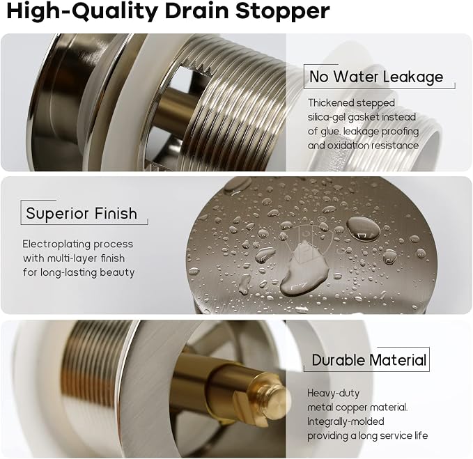 FerdY Pop-up Drain for Freestanding Bathtub, Brushed Nickel Finish, cUPC - Image 3