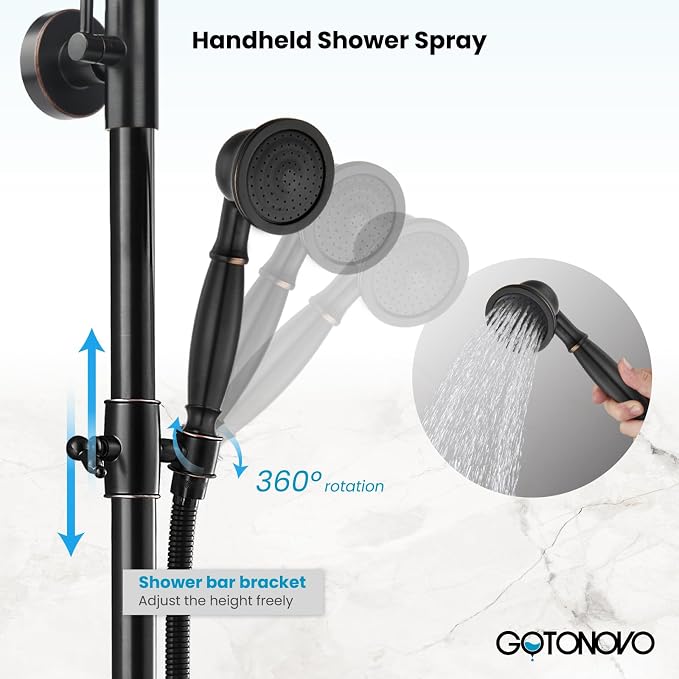 gotonovo Exposed Bathroom Shower System Classic Shower Kit 8 Inch Luxurious - Image 8