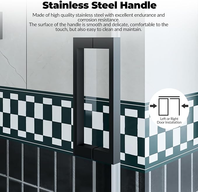 56" to 60" Adjustable Width x 76" Height Frameless Sliding Shower Door - Image 3