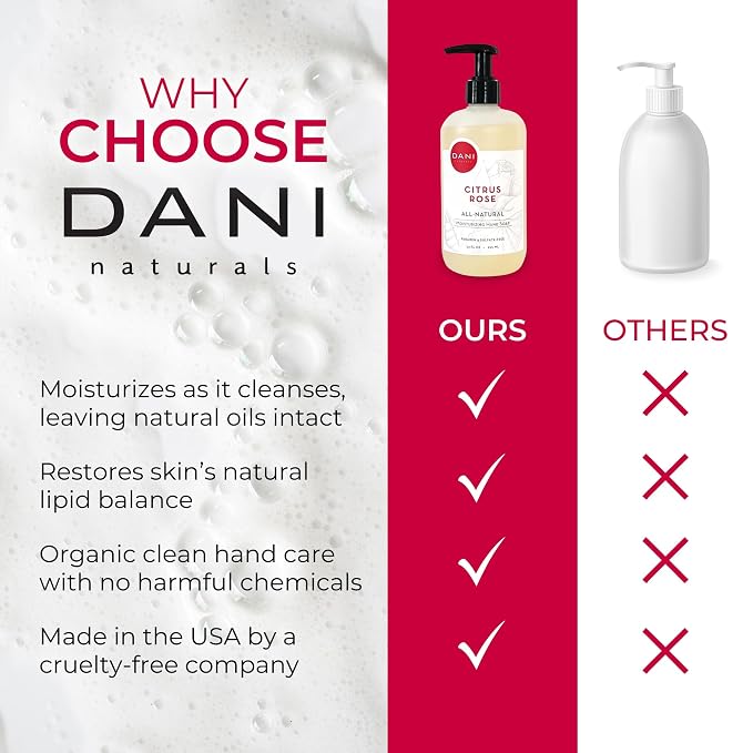 DANI Naturals Moisturizing Hand Soap – Citrus Rose Scent, Sulfate-Free & - Image 6