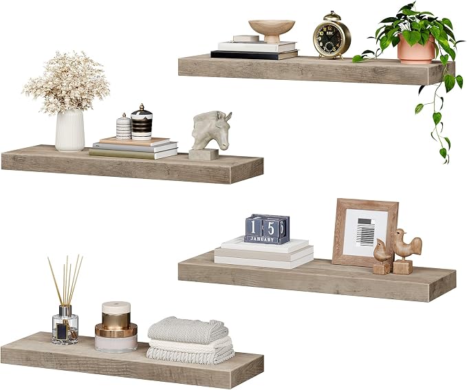 Floating Shelves for Wall, 1.5" Thick Wall Shelf Set of 4 - Image 7