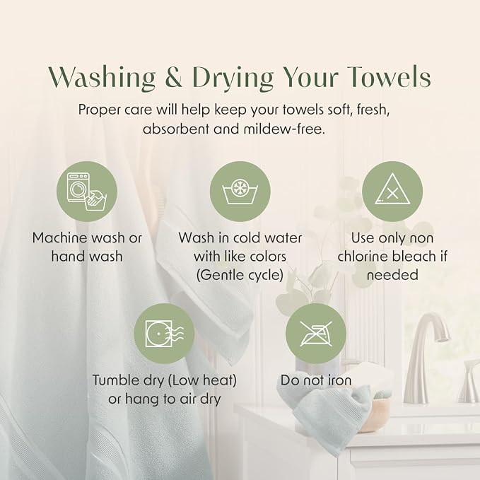 Springtree Home Luxury Bamboo Rayon Bath Towel Set 6 Piece Set | 35% Bamboo - Image 8