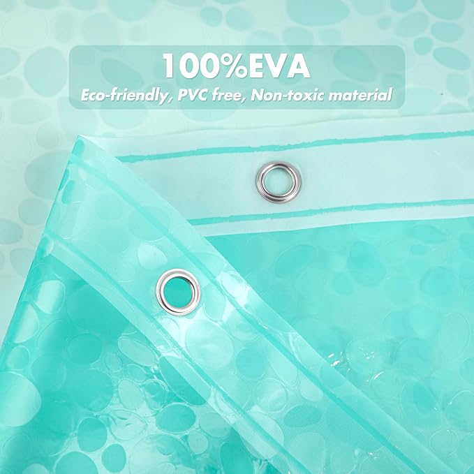 WELTRXE 8G EVA Clear Teal Shower Curtain - Image 2
