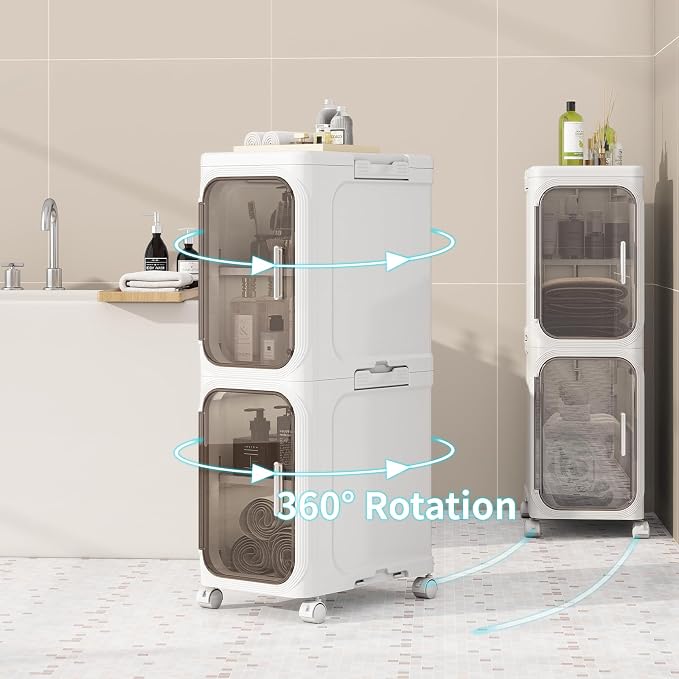 KHNR 4-Tiers Slim Bathroom Storage Cabinet, Foldable Storage Cabinets, Narrow - Image 8