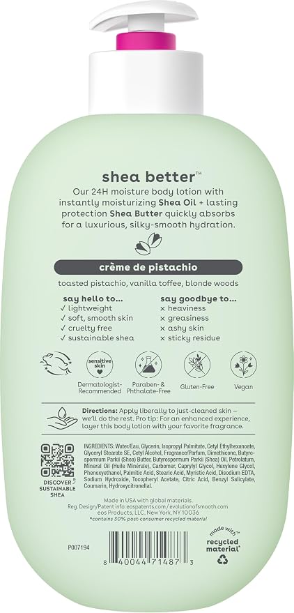 eos Shea Better Body Lotion- Crème de Pistachio, 24-Hour Moisture Skin Care - Image 2
