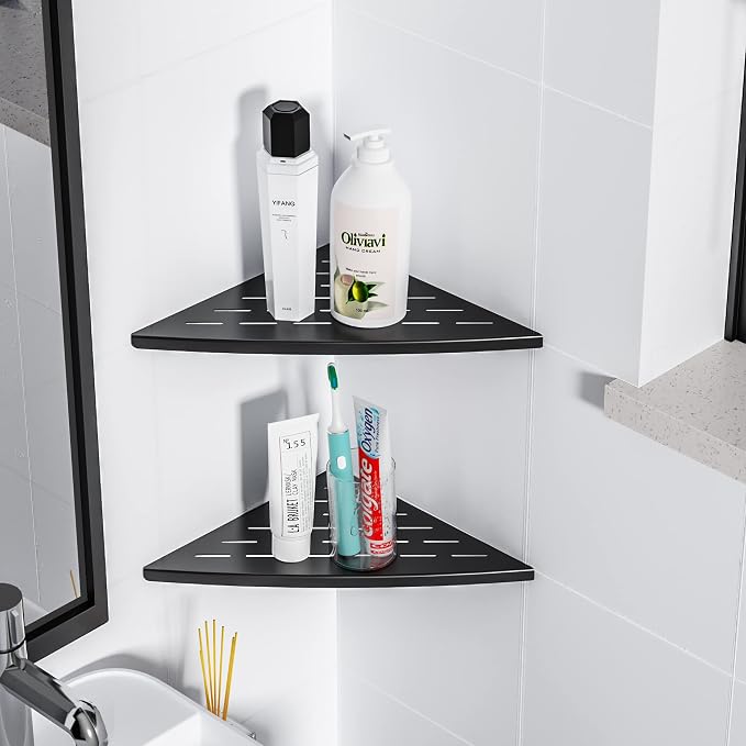Corner Shower Shelf Matte Black, 304 Stainless Steel 11.5” Recessed Corner - Image 8