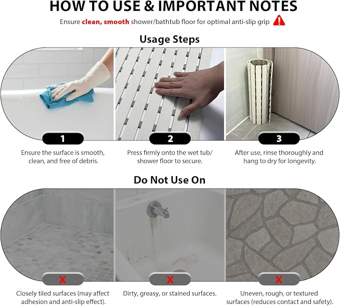 MBOSS Bath Tub Shower Mat Non Slip Bathtub Mats - Image 4