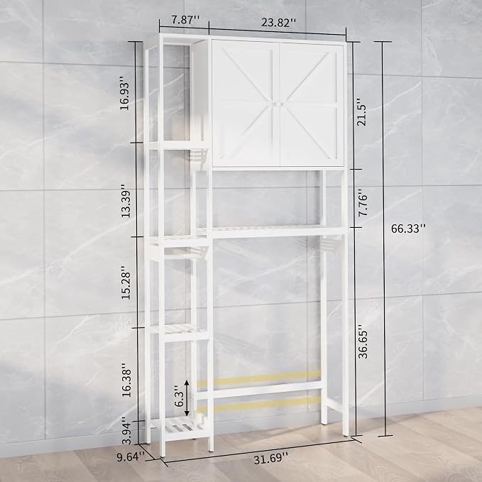 Bamboo Over The Toilet Storage, Above Toilet Organizer Storage Shelf, Tall - Image 2