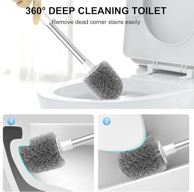 SetSail Toilet Brush, Self Closing Lid Toilet Bowl Brushes Holder and Extra - Image 6