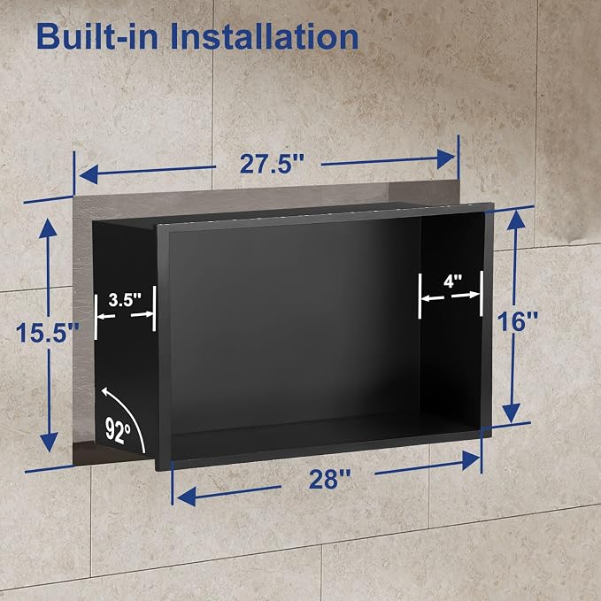 Shower Niche, 16 * 28 Stainless Steel Elegant Bathroom Niche, No Tile Needed - Image 3