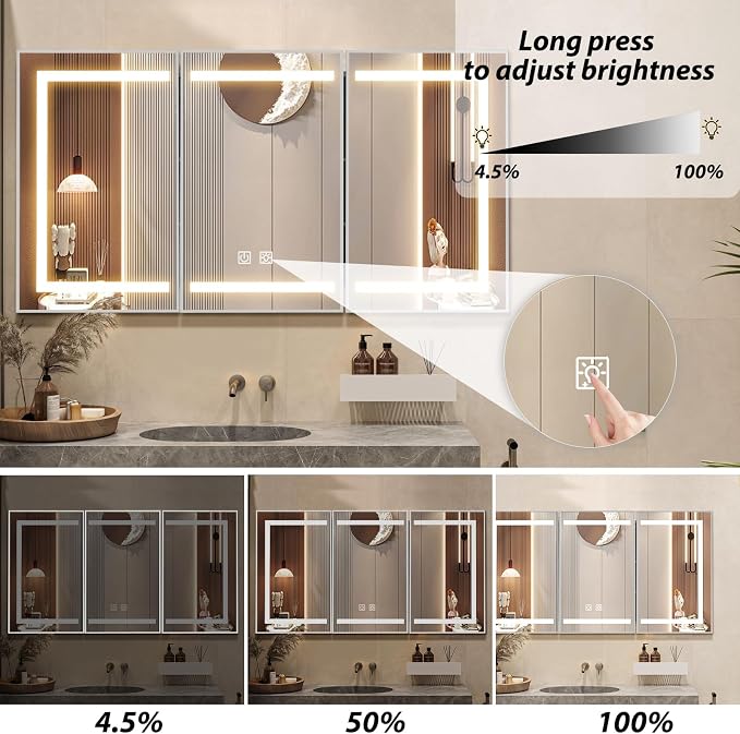 APRILSOUL 60X32 Inch Silver Bathroom Medicine Cabinet - Image 5