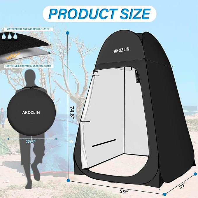 AKOZLIN Portable Pop Up Shower Tent Instant Privacy Dressing Changing Tent - Image 2