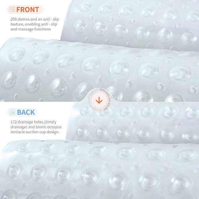Anti-Slip Bathtub Shower mat, 39.3×15.7 inch（Approximately 100 × 40cm） Soft - Image 2