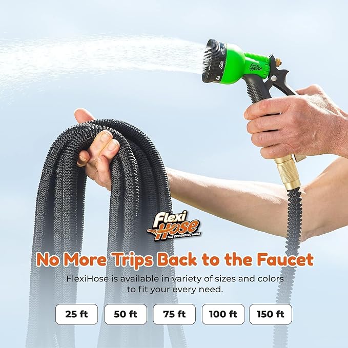Flexi Hose PLUS with 8 Function Nozzle Expandable Garden Hose, Lightweight & - Image 6