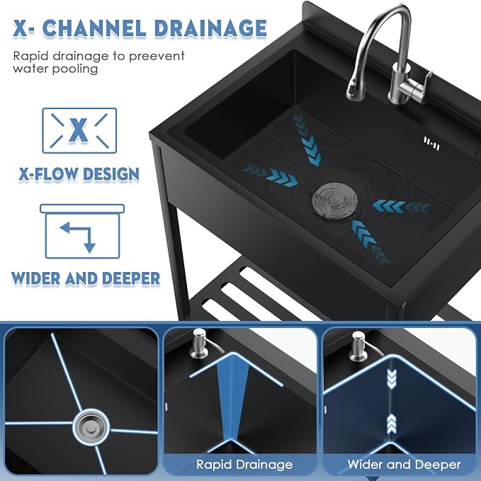 33inch Stainless Steel Freestanding Utility Sink - Image 5