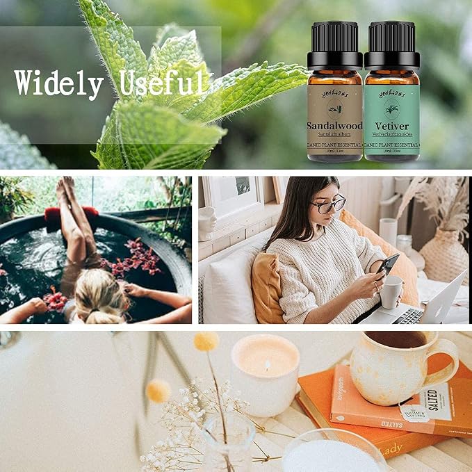 yethious Sandalwood Vetiver Essential Oil Set 100% Pure Organic Undiluted - Image 6