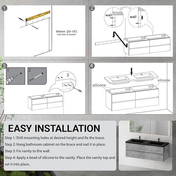 60" Floating Bathroom Vanity - Image 9