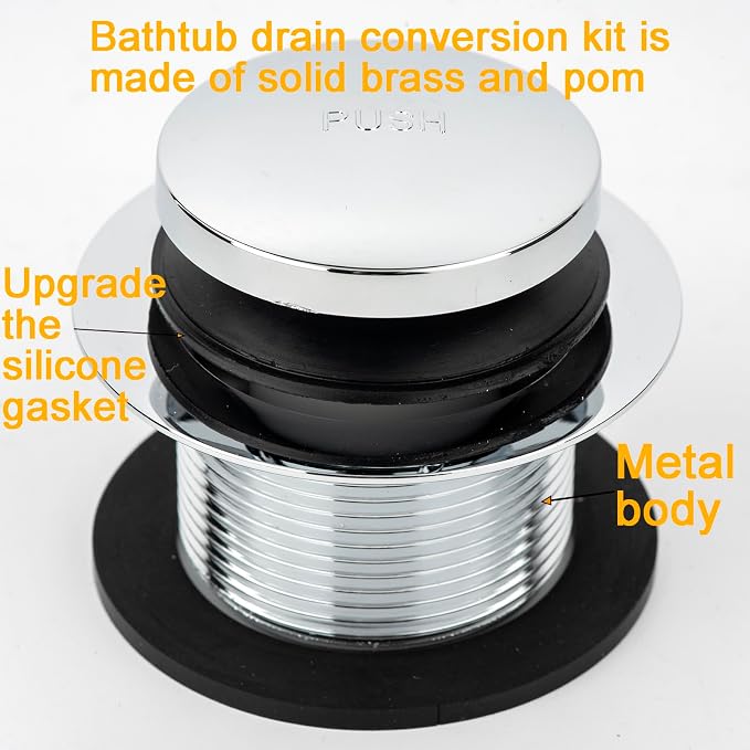 Yariwiz 1-1/2" Polished Chrome Bathtub Tub Drain Kit Bath Waste Overflow Drain - Image 4