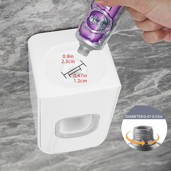 2 Slot Toothbrush Holder and Toothpaste Dispenser Wall Mounted, Automatic - Image 4