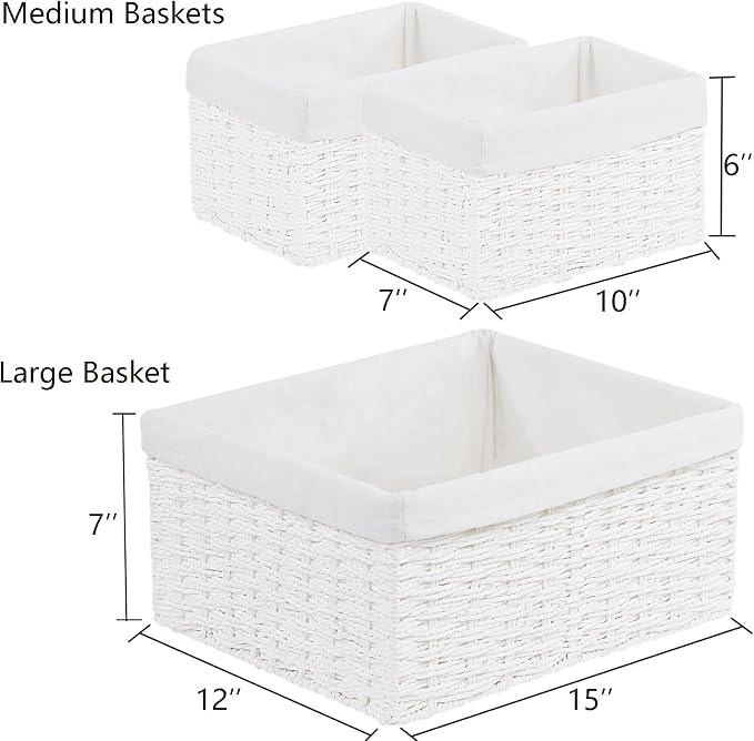 Vagusicc Wicker Basket, Decorative Rectangle Wicker Storage Basket Bins - Image 5