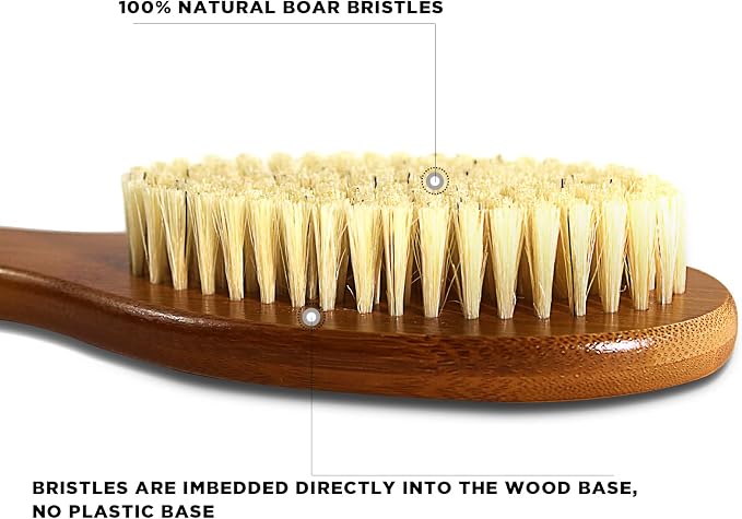 ICANdOIT-19.68Inch Natural Boar Bristles Anti-Slip Extra Long Handle Bath Brush - Image 3