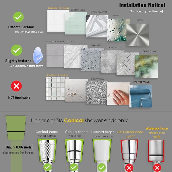 Suction Cup Hand held Shower Head Holder- Reusable - Image 6
