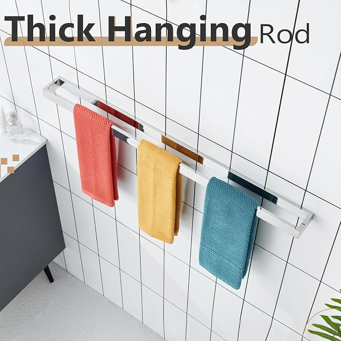 KOKOSIRI Towel Holder Chrome Bath Towel Bar Rack 32-Inch Kitchen Holder - Image 6