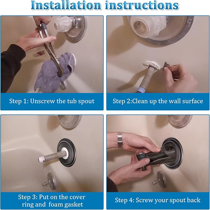 Enhon Metal Tub Spout Cover Ring, Bathroom Faucet Remodeling Wall Plate - Image 6
