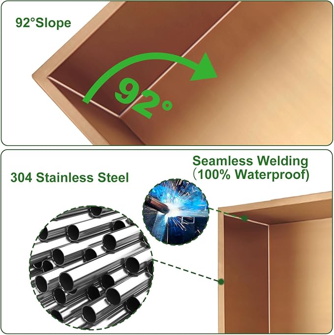 Shower Niche, 12 * 24 Stainless Steel Elegant Bathroom Niche, No Tile Needed - Image 5