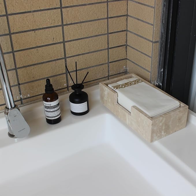 Natural Travertine Napkin Holder 9.8"x4.9"x2.8", Guest Towel Holder, Paper Hand - Image 3