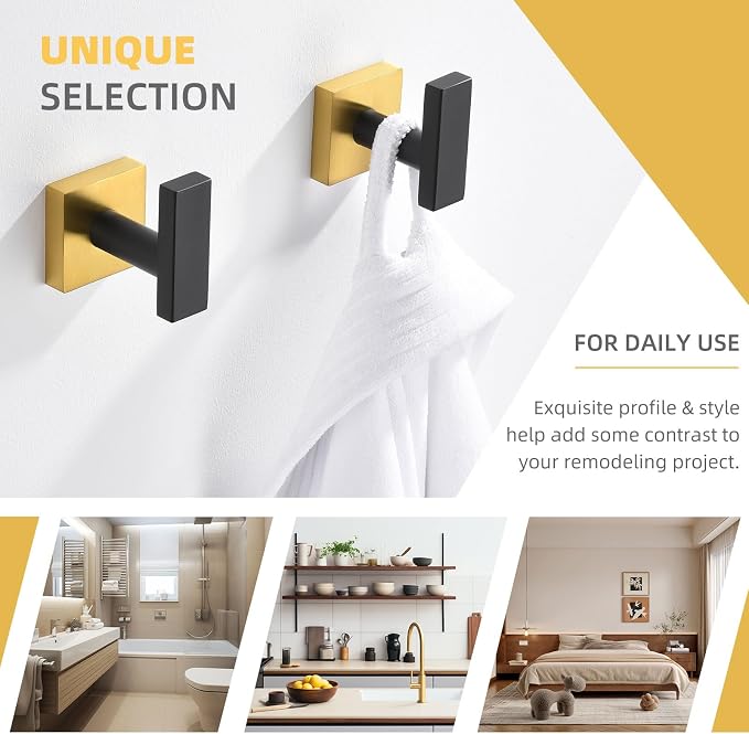 Angle Simple Bathroom Towel Hook 2 Pack, SUS 304 Stainless Steel Bath Robe Coat - Image 2