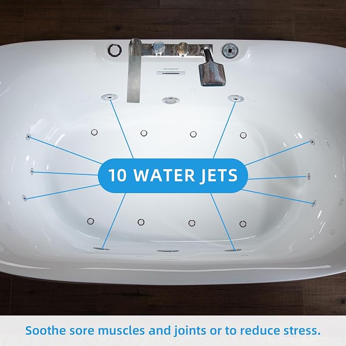 WOODBRIDGE 72" x 35-3/8" Whirlpool Water Jetted and Air Bubble Freestanding - Image 5