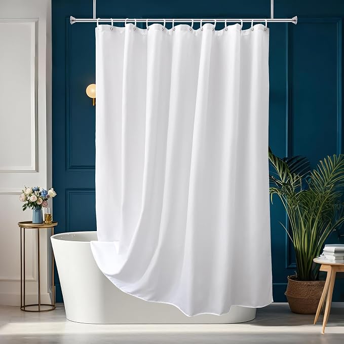 AooHome White Fabric Shower Curtain Liner, Bathroom Curtain by AooHome