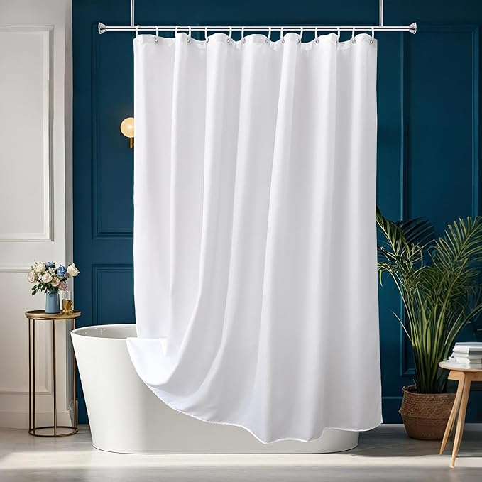 AooHome White Stall Size Bathroom Curtain - Image 2