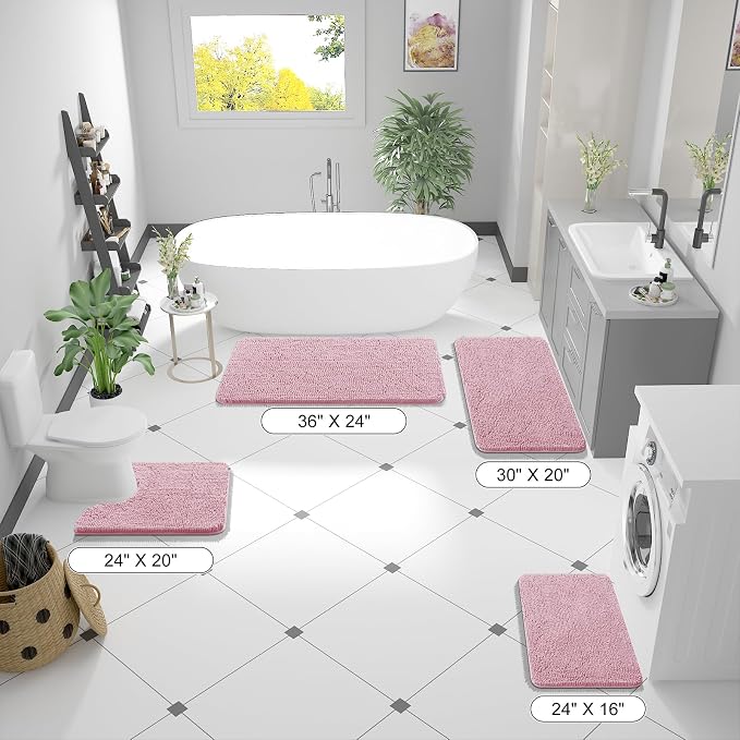 OLANLY Bathroom Rugs 44x24, Extra Soft Absorbent Chenille Bath Rugs, Rubber - Image 2