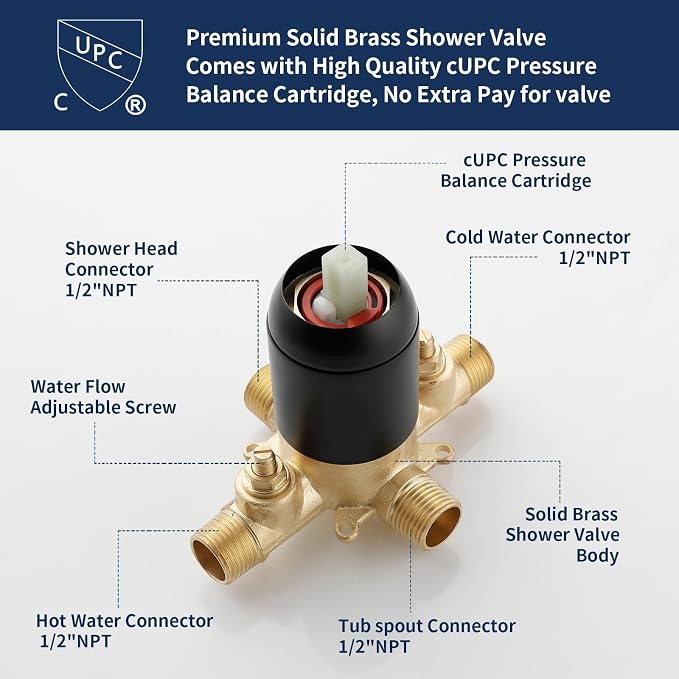 Tub Shower Faucet Combo Set Bathtub Faucet Set Shower System - Image 4