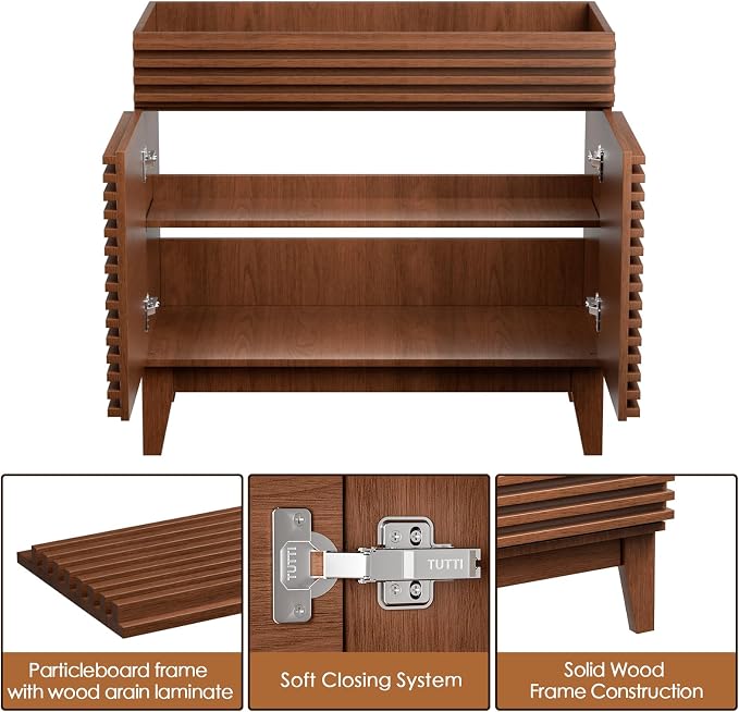ROOMTEC 36" Bathroom Vanity, Mid-Century Freestanding Bathroom Cabinet Vanity - Image 5