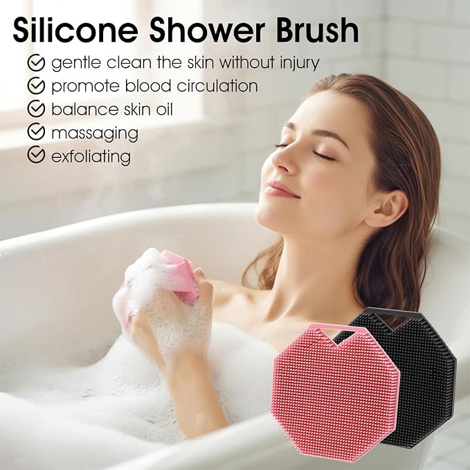 Ouligay 2 Pack Silicone Body Scrubber Exfoliator Shower Brush - Image 5