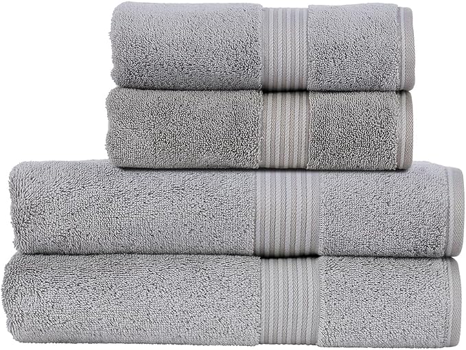 Christy Supreme Hygro 4 Piece Towel Set | Silver | 100% Luxury Supima Cotton | by Christy