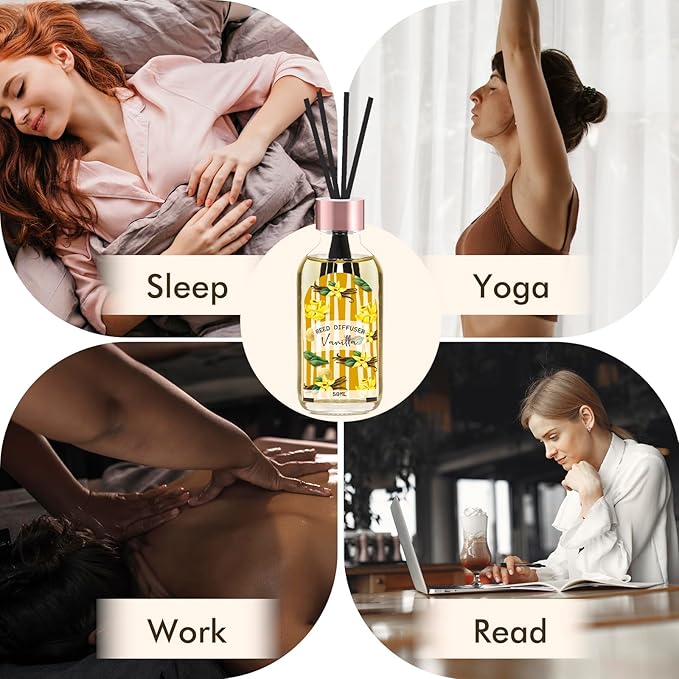 Reed Diffuser Set of 3 Pack, Linen Vanilla Citrus Scented Oil Diffuser - Image 6