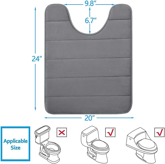 Buganda Memory Foam U-Shaped Contour Toilet Rugs, Non Slip Absorbent, Thick - Image 2