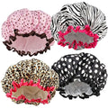 TCOTBE 4 Pieces Shower Cap for Women, Elastic and Reusable, Environmental by TCOTBE