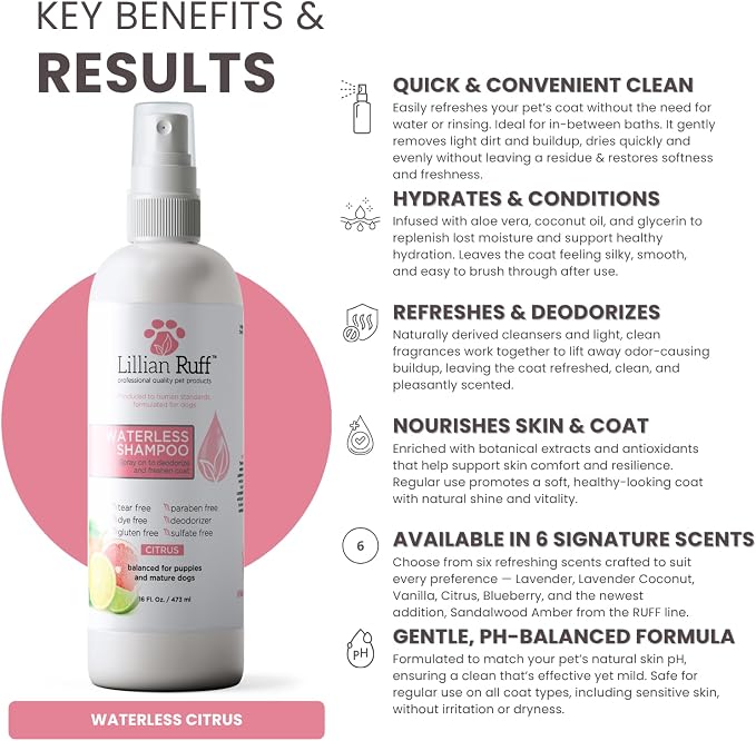 Lillian Ruff Waterless No-Rinse Dog Dry Shampoo Spray - Image 3