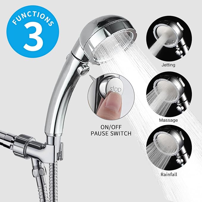 KAIYING Chrome High Pressure Handheld Shower Head - Image 2