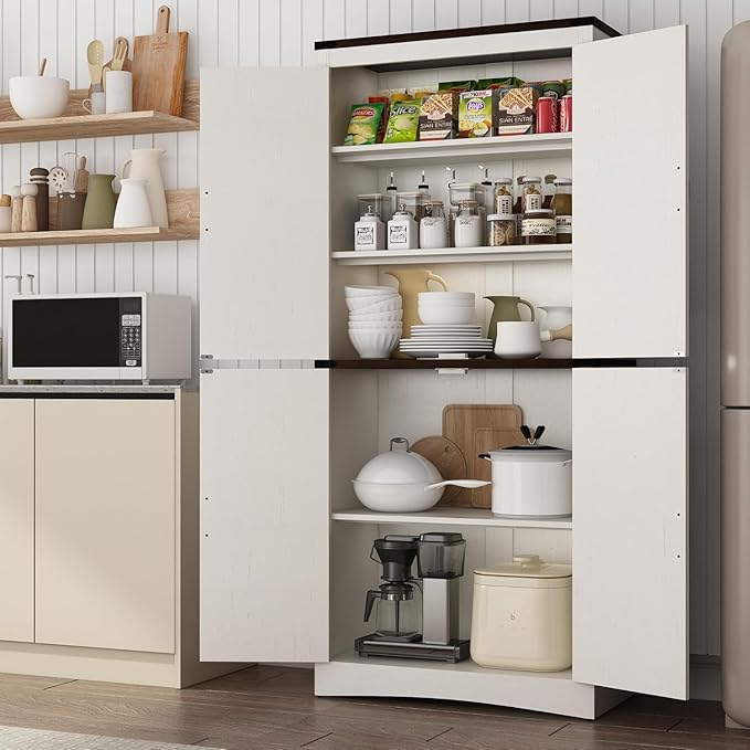 71in Farmhouse Kitchen Pantry Cabinet, Tall Storage Cabinet - Image 6