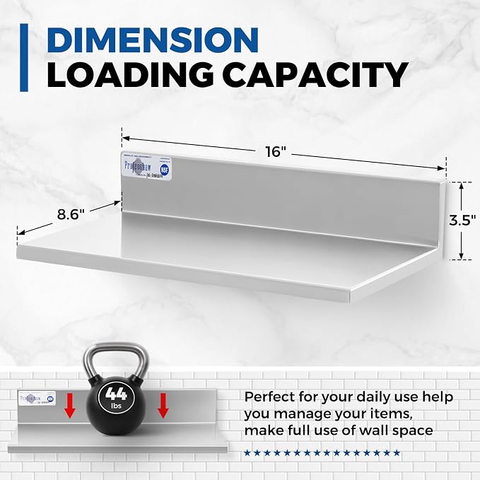 Profeeshaw Stainless Steel Shelf Wall Mounted Commercial Stainless Steel - Image 3