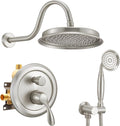 DASAN Brushed Nickel Rain Shower System Complete Antique Shower Faucet Sets by Dasan