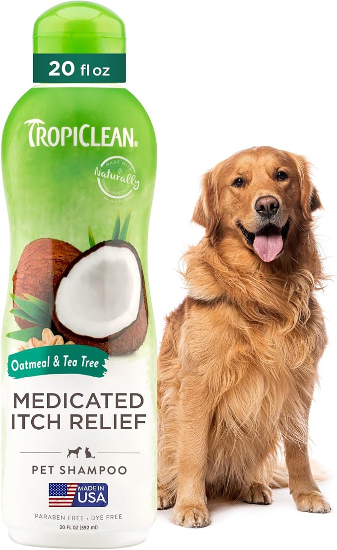 TropiClean Oatmeal Dog Shampoo for Itchy Skin Relief, Soothing Medicated Itch by TropiClean